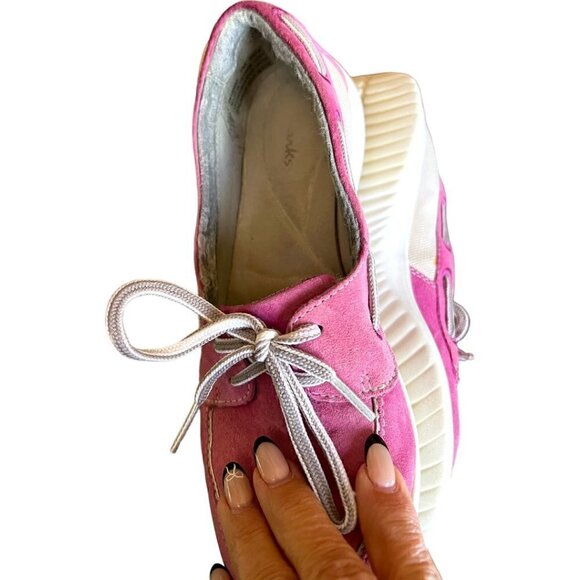 CLARKS Women's Lace Up Pink Arbor Topaz Boat Deck Comfort Shoes Size 7 - Picture 4 of 12